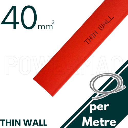40mm - 20mm Red Thin Wall Heat Shrink - 1m Length