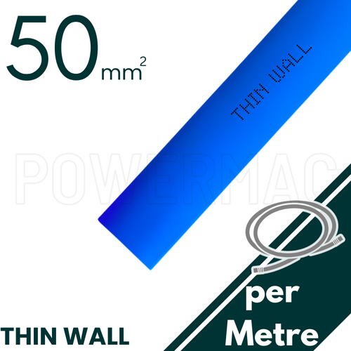 50mm - 25mm  Blue Thin Wall Heat Shrink - 1m Length