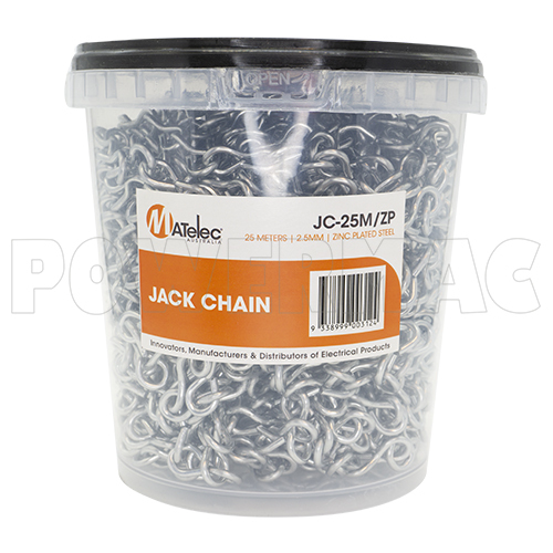 2.5mm Zinc Single Link Chain - 25 mtr bucket