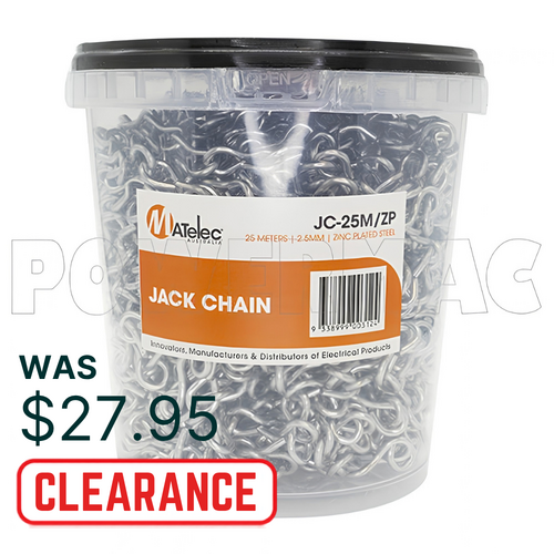 2.5mm Zinc Single Link Chain - 25 mtr bucket