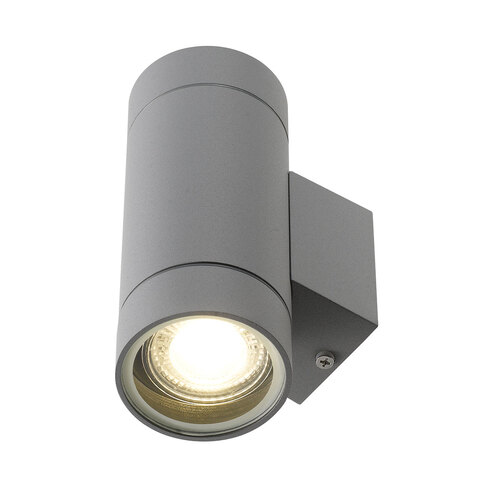 Aluminium Exterior Wall Up/Down Two Light, 12w Silver - Excl. Globe