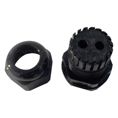 25mm Nylon Multi-hole Cable Gland - 2 x 5.7mm Holes