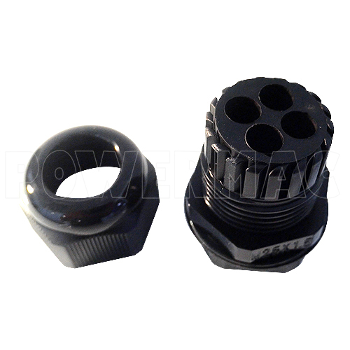 25mm Nylon Multi-hole Cable Gland - 4 x 6.0mm Holes