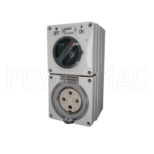 3 Phase 4 Round Pin 50 Amp Combination Switch Outlet