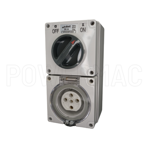 3 Phase 5 Round Pin 20 Amp Combination Switch Outlet