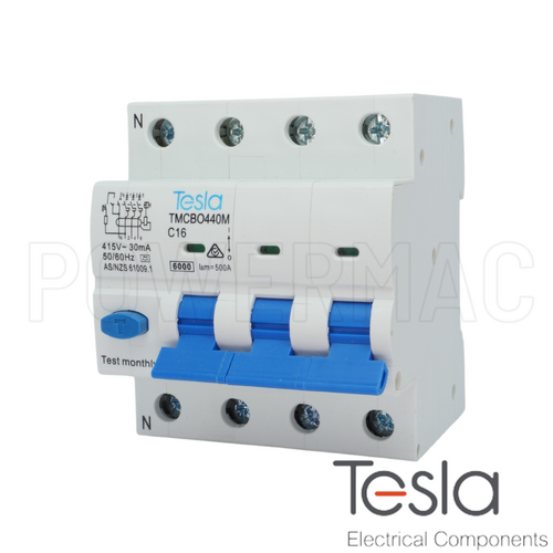 Tesla RCBO 4P 16A 6kA Magnetic 'A' Style