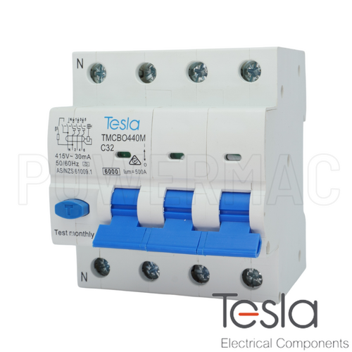 Tesla RCBO 4P 32A 6kA Magnetic 'A' Style