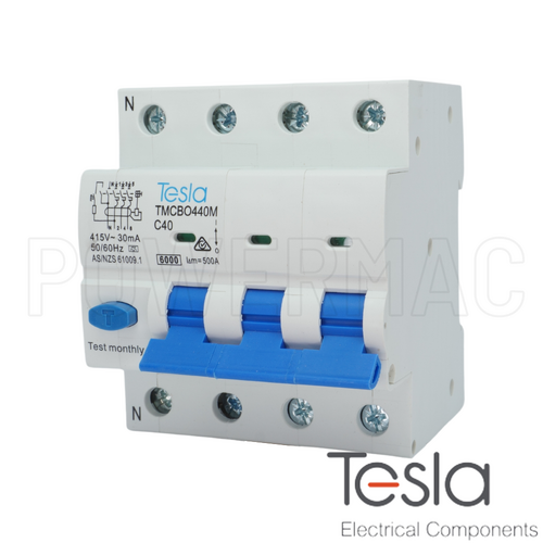 Tesla RCBO 4P 40A 6kA Magnetic 'A' Style