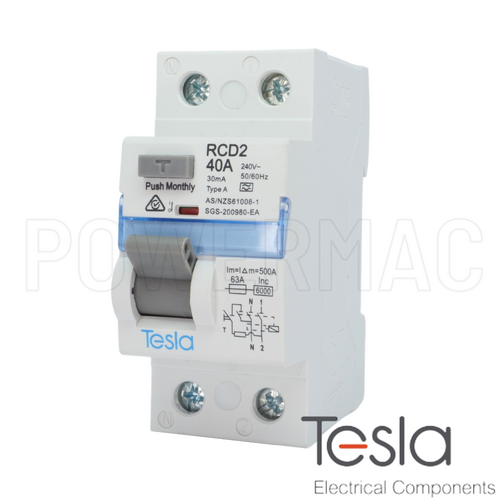 Tesla RCD 2P 40A 30ma 'A' Style
