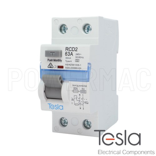Tesla RCD 2P 63A 30ma 'A' Style