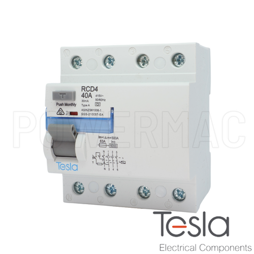 Tesla RCD 4P 40A 30ma 'A' Style