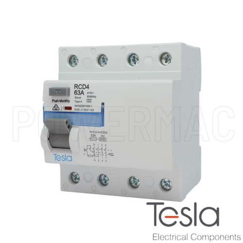 Tesla RCD 4P 63A 30ma 'A' Style