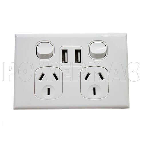 DOUBLE POWER POINT 10A, TWIN 3.5AMP USB 2-PORT