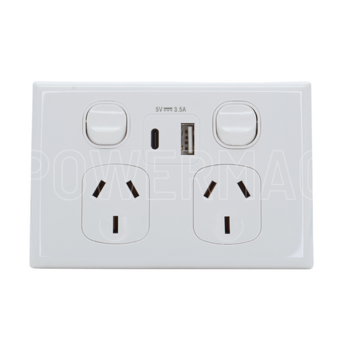 Double GPO USB A+C White