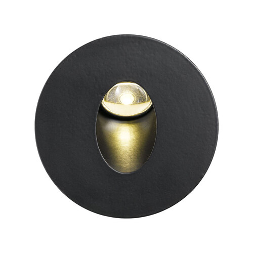 LED Recess Interior Wall Light, 3W Round 4000k + Snap Black