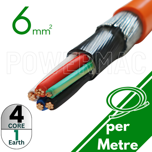 6mm 4C+E Steel Wire Armoured Cable PVC/PVC/SWA/PVC 1kV