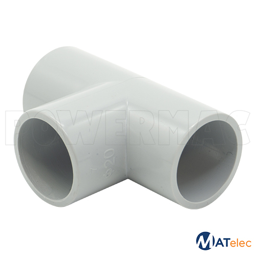 20mm Straight Tee PVC Grey