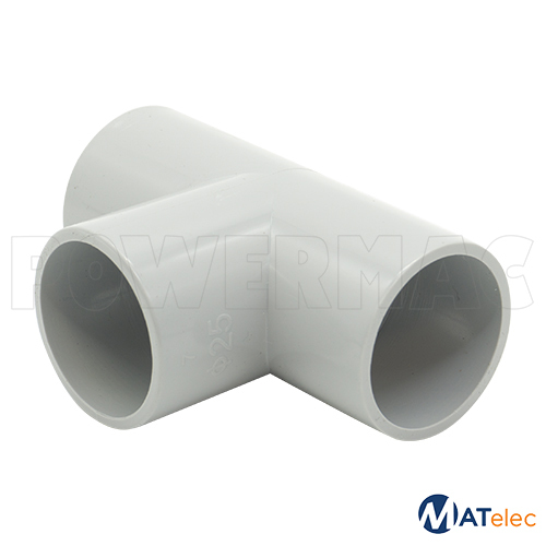 25mm Straight Tee PVC Grey
