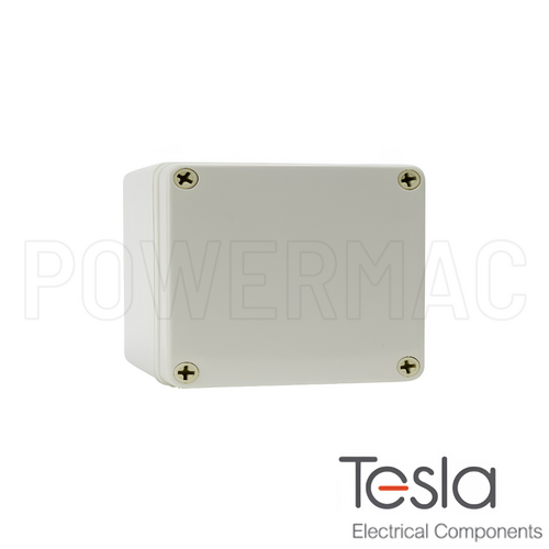 Tesla 125mm x 175mm x 100mm Polycarbonate Enclosure with Lid + Internal Mounting Plate - Grey