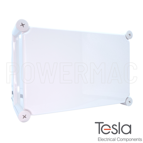 Tesla 280mm x 190mm x 180mm Polycarbonate Enclosure with Lid + Internal Mounting Plate - Grey