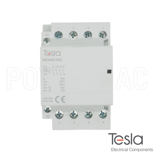 Tesla 4 Pole 40A 240V Modular Contactor N/O