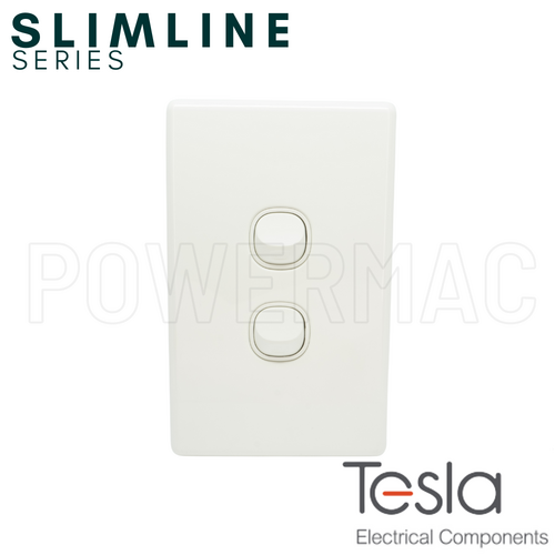 Tesla Two Gang Vertical Switch - Slimline Series
