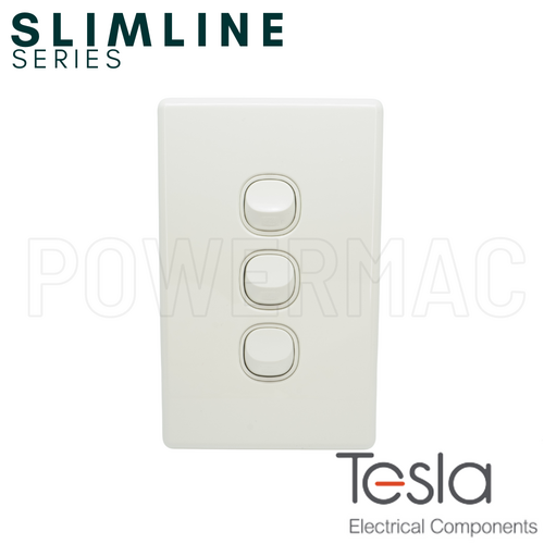 Tesla Three Gang Vertical Switch - Slimline Series