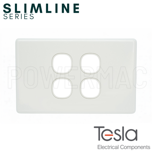 Tesla Four Gang Switch Grid Plate - Slimline Series
