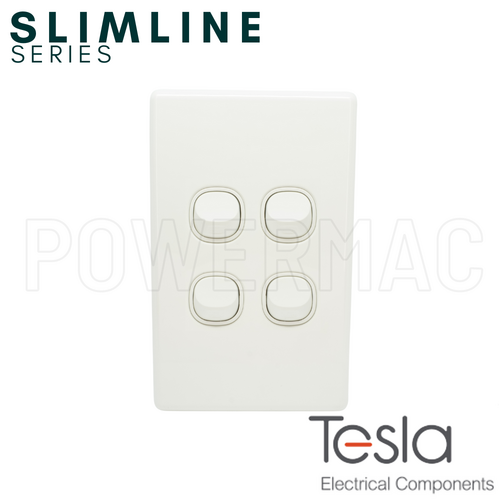 Tesla Four Gang Vertical Switch - Slimline Series