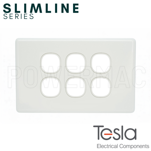 Tesla Six Gang Switch Grid Plate - Slimline Series