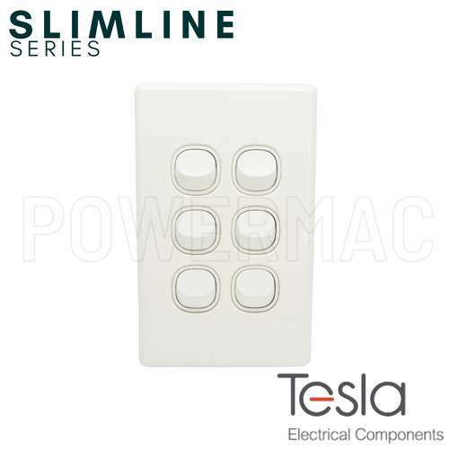 Tesla Six Gang Vertical Switch - Slimline Series