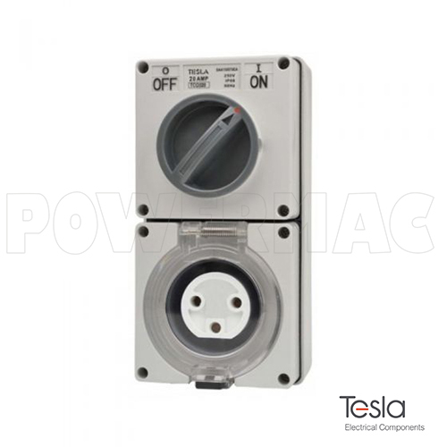 Tesla Combination Switched Outlet 3 Pin 20A Round