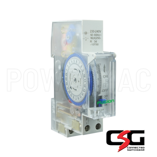 24hr Timer - Analogue 1P 16A 240V Din Rail Mount + Battery Backup