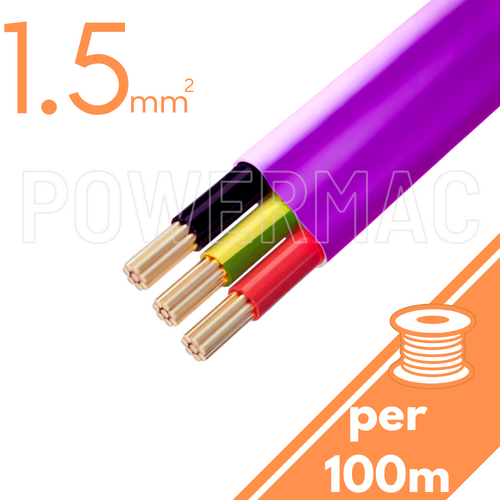 1.5mm 2C+E Flat Cable 450/750 V-90 - Purple Sheath