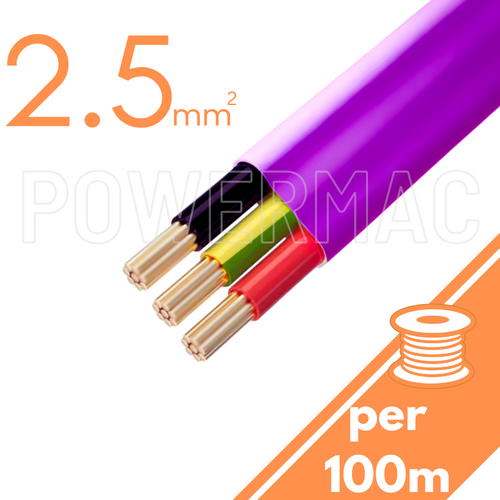 2.5mm 2C+E Flat Cable 450/750 V-90 - Purple Sheath