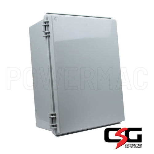 IP65 Weatherproof Enclosure 400mm x 300mm x 180mm Grey Hinged Cover Lockable