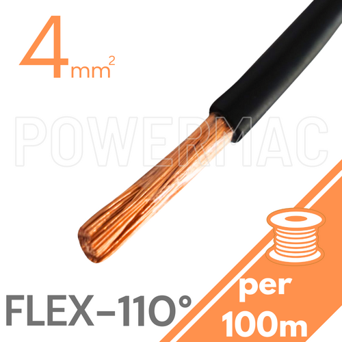 4mm Tinned Flexible Copper 110°C Black