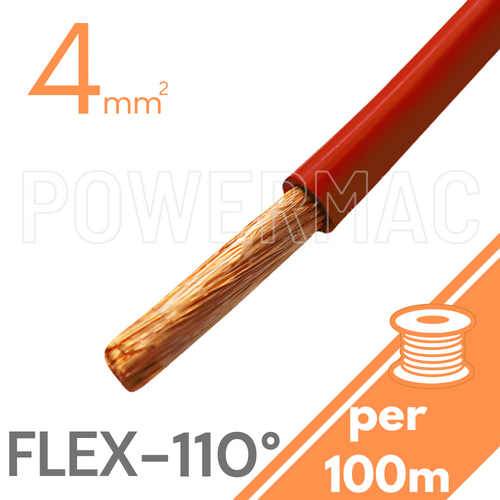 4mm Tinned Flexible Copper 110°C Red