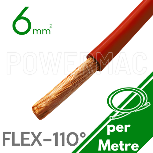 6mm Tinned Flexible Copper 110°C Red