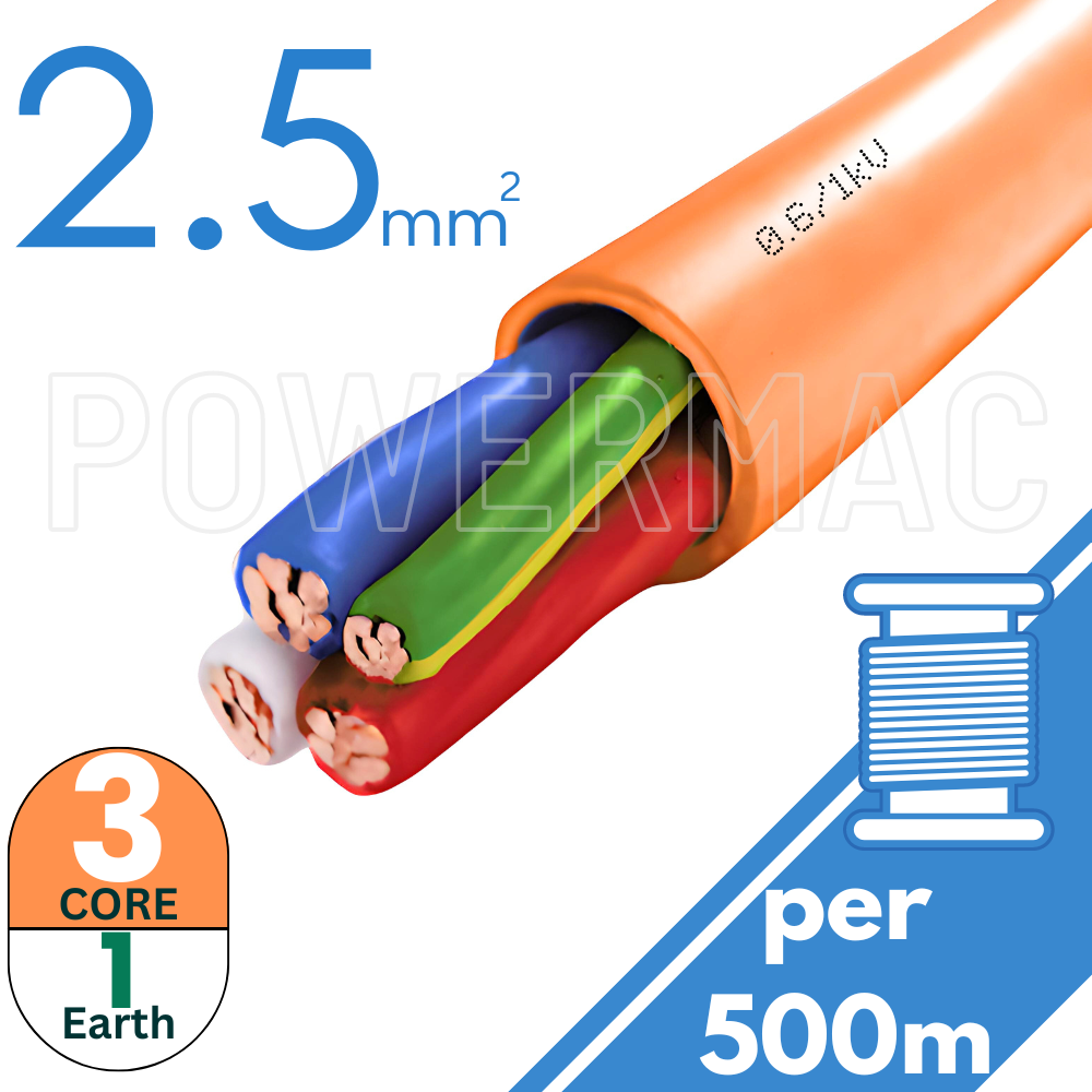 2.5mm 3C+E Orange Circular Cable PVC/PVC 0.6/1kV