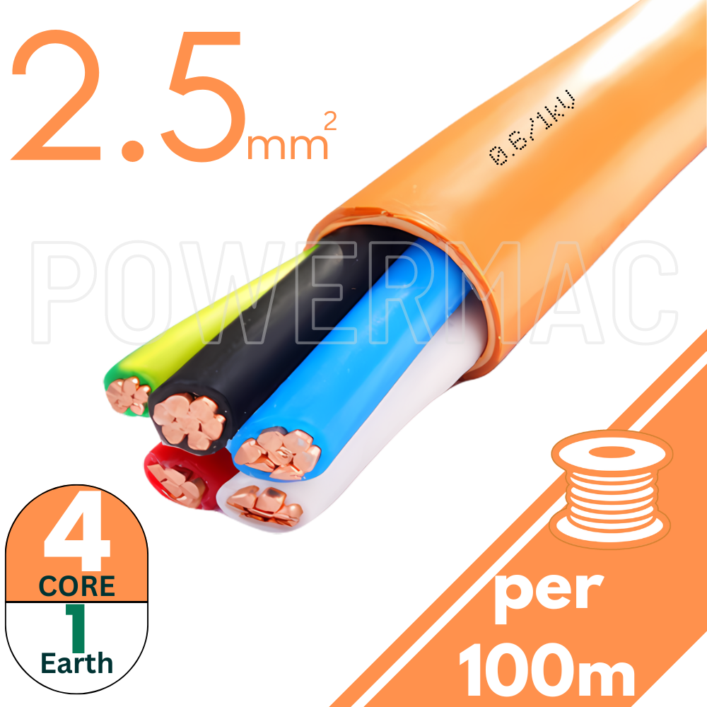 2.5mm 4C+E Orange Circular Cable PVC/PVC 0.6/1kV