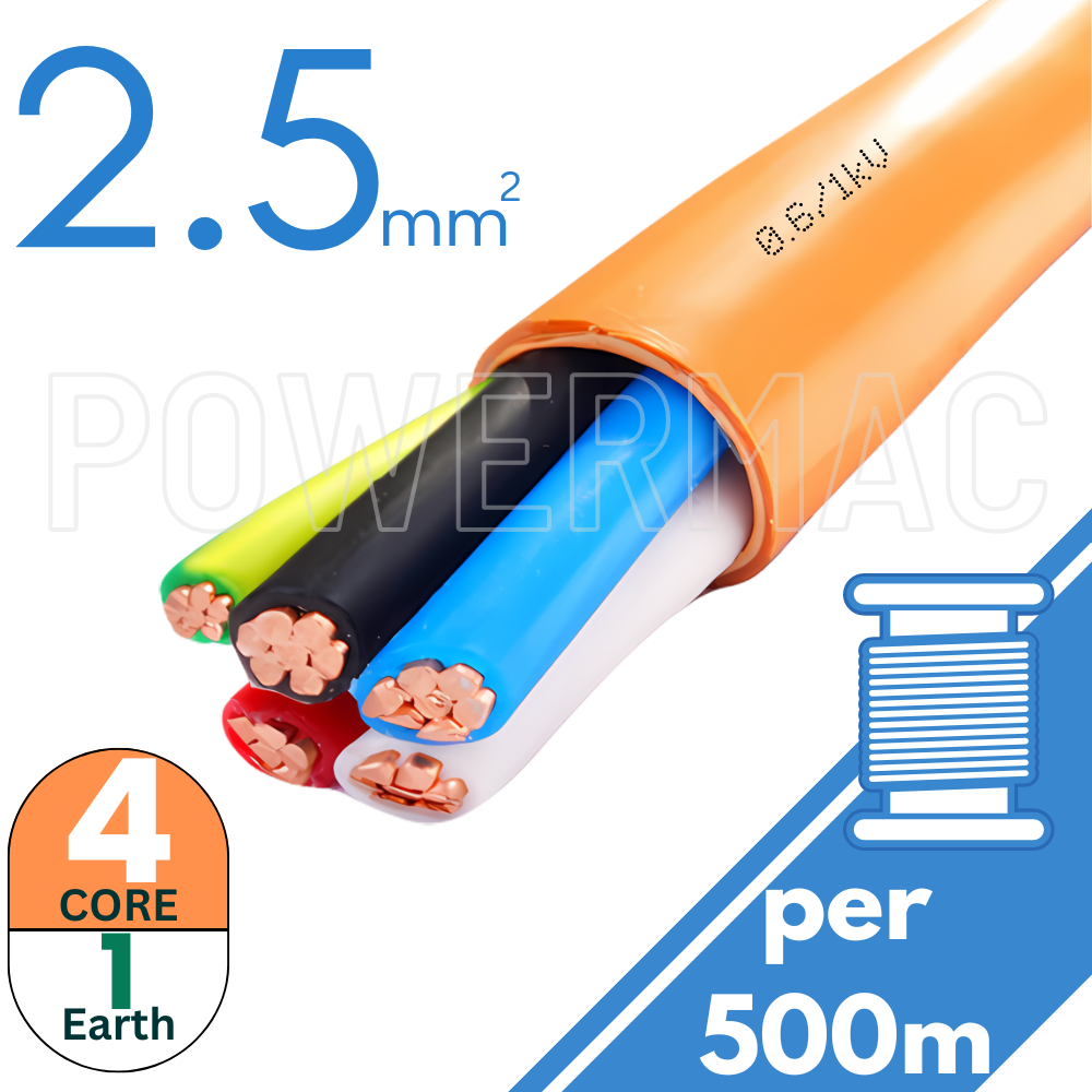 2.5mm 4C+E Orange Circular Cable PVC/PVC 0.6/1kV