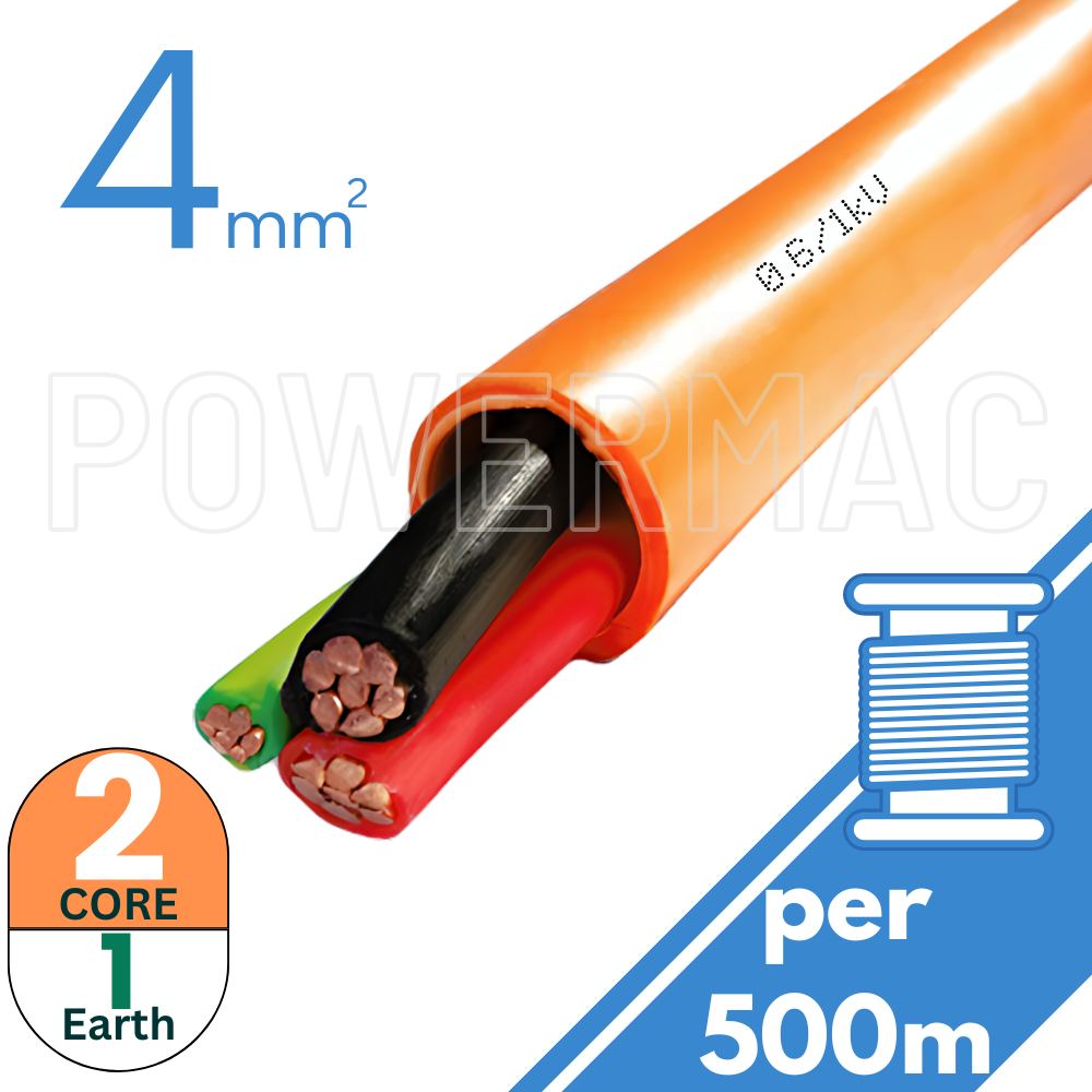 4mm 2C+E Orange Circular Cable PVC/PVC 0.6/1kV