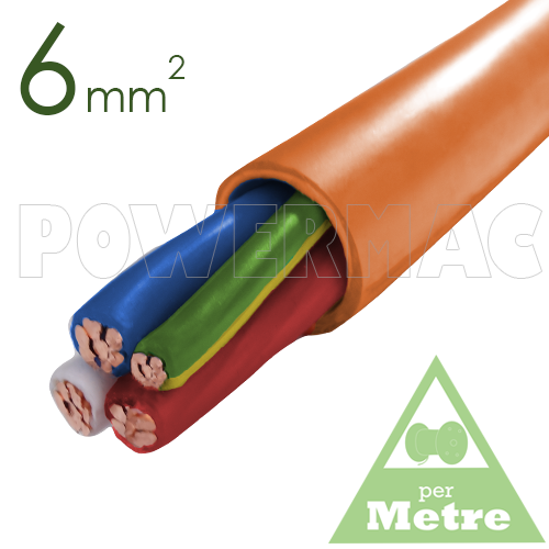 6mm 3C+E Orange Circular Cable PVC/PVC 0.6/1kV