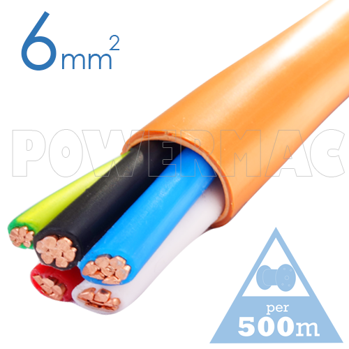 6mm 4C+E Orange Circular Cable PVC/PVC 0.6/1kV
