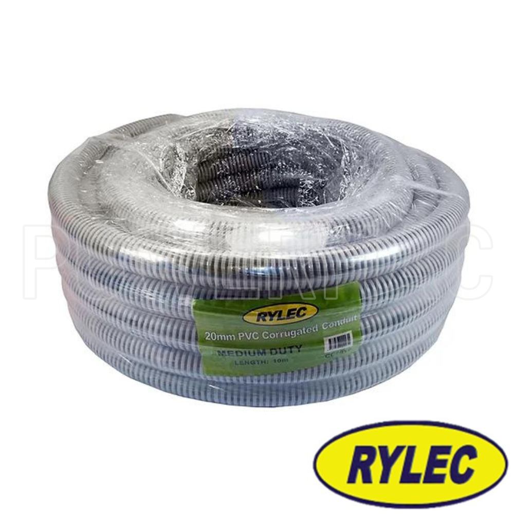 20mm x 10mtrs Corrugated Conduit - Grey, Medium Duty