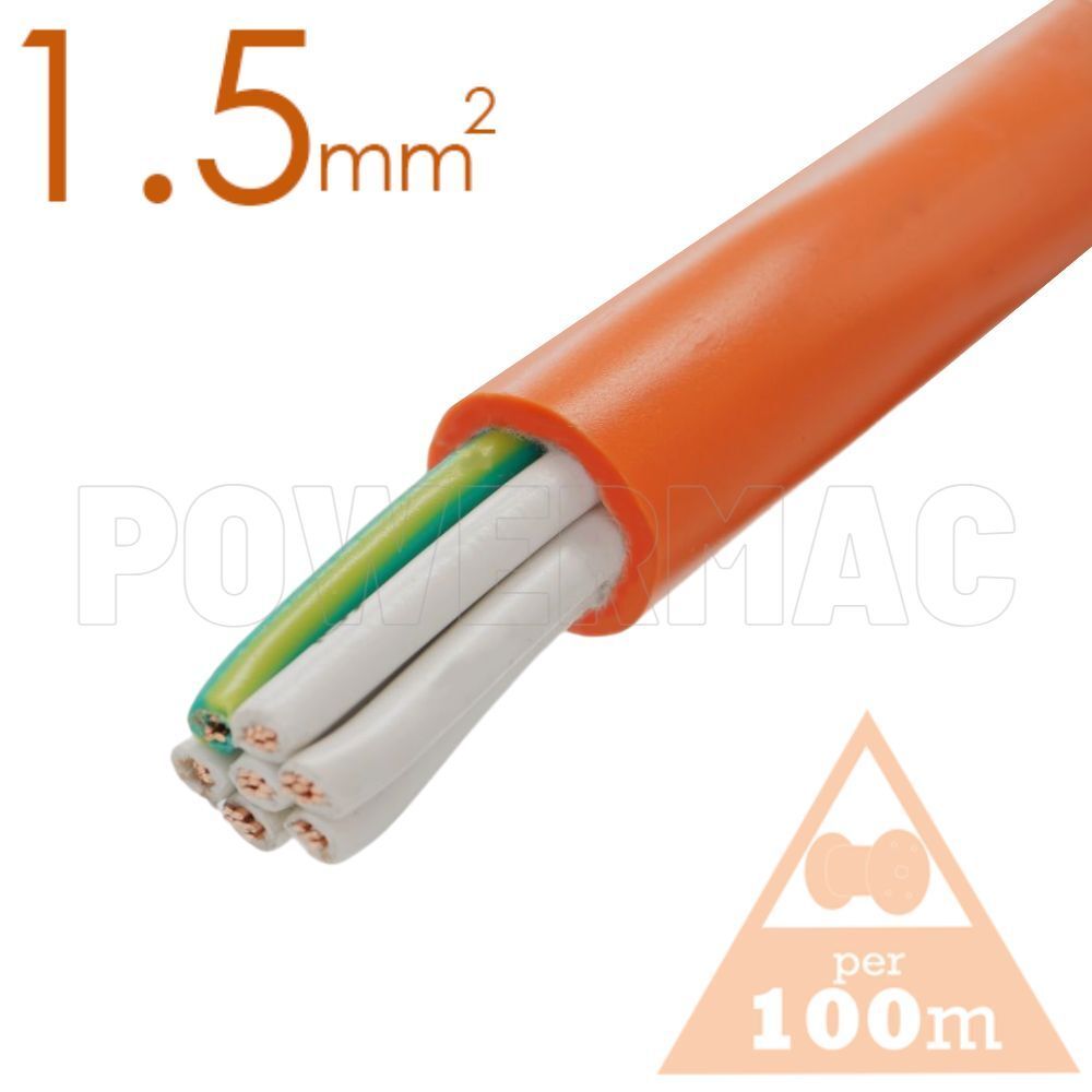 1.5mm 6C+E Control Cable PVC/PVC 0.6/1KV - Orange Sheath