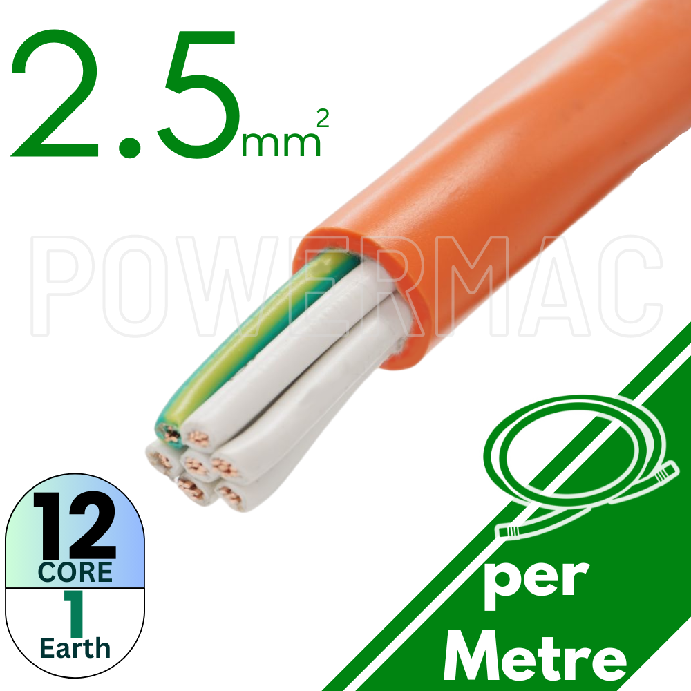 2.5mm 12C+E Control Cable  PVC/PVC 0.6/1KV - Orange Sheath