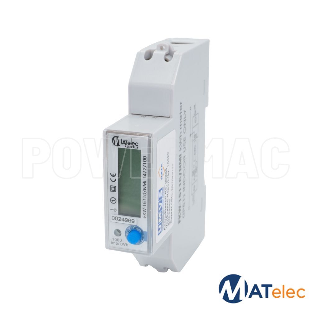 Single Phase 100A Kilowatt Hour Meter, Digital, Din Rail Mount, NMI Approved