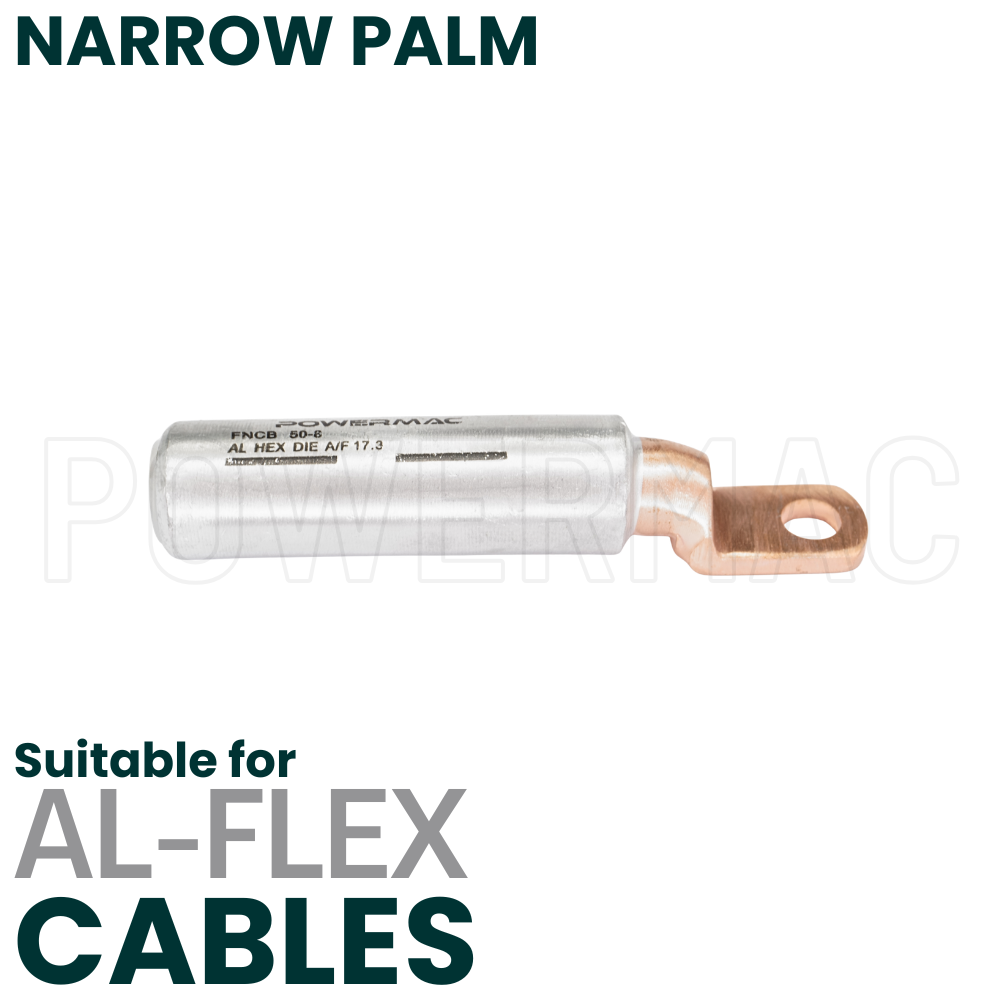 50mm M8 Flexible Bi-metal Narrow Palm Circuit Breaker Lug